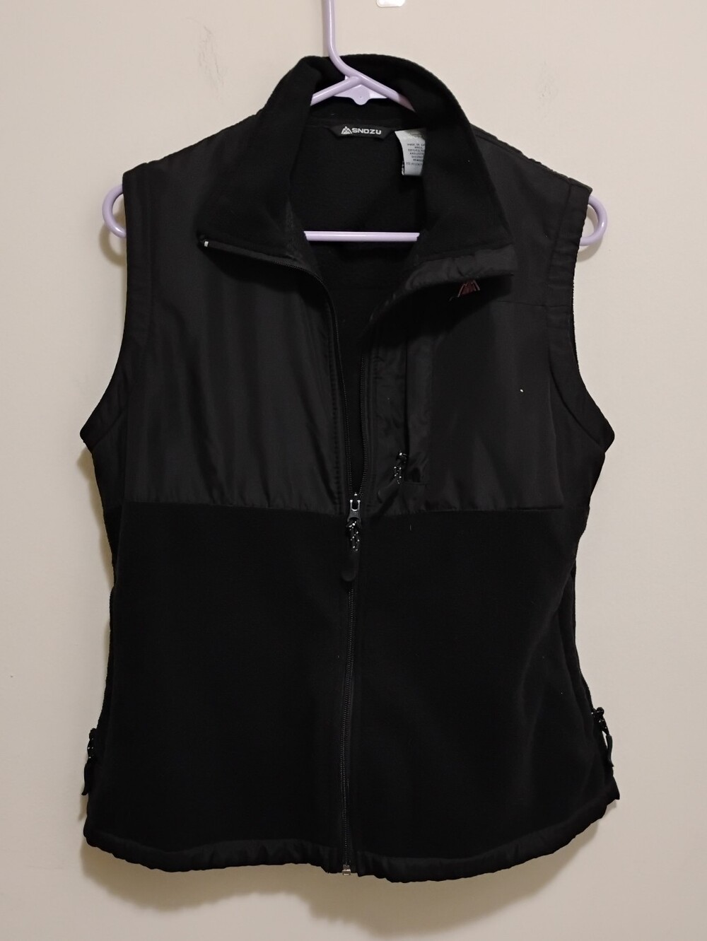 Snozu Fleece Women's Black Outdoor Fully Zippered Vest Size Large